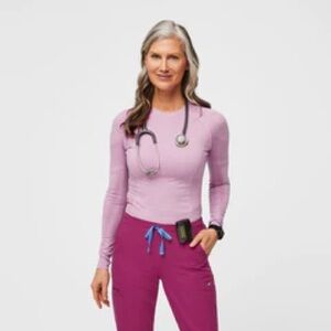 Figs Long Sleeve Medical Top in Light Pink